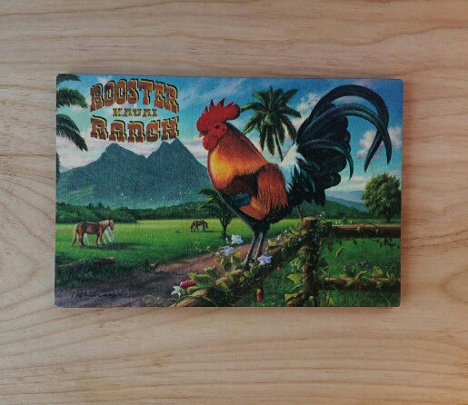 Wooden Kauai Postcard - Rooster Ranch, by Hawaiian Woody's , Home - Hawaiian Woody's, The Kauai Store
