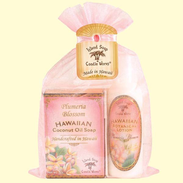 Organza Gift Bag - Plumeria Blossom Soap and Lotion, 2 oz. by Island Soap & Candle Works , Beauty - Island Soap & Candle Works, The Kauai Store
