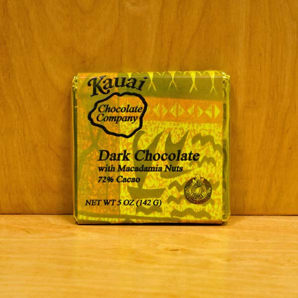 Chocolate Bar - 72% Dark Chocolate with Macadamia Nuts, by Kauai Chocolate Company , Chocolate - Kauai Chocolate Company, The Kauai Store
