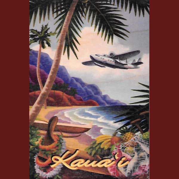 Wooden Kauai Postcard - Flying to Kauai, by Hawaiian Woody's , Home - Hawaiian Woody's, The Kauai Store
 - 1