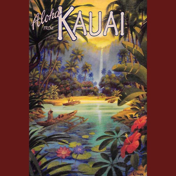 Wooden Kauai Postcard - Kauai Waterfall, by Hawaiian Woody's , Home - Hawaiian Woody's, The Kauai Store
 - 1